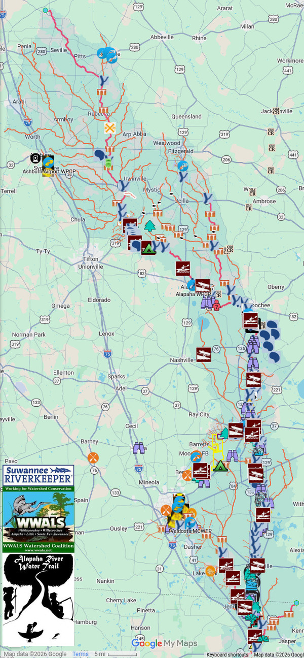 [Map: Ponderosa Drive Creek and Alapaha River 2026-06-30 --ARWT]