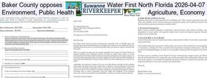 [Baker County opposes Water First North Florida 2026-04-07, Environment, Public Health, Agriculture, Economy]