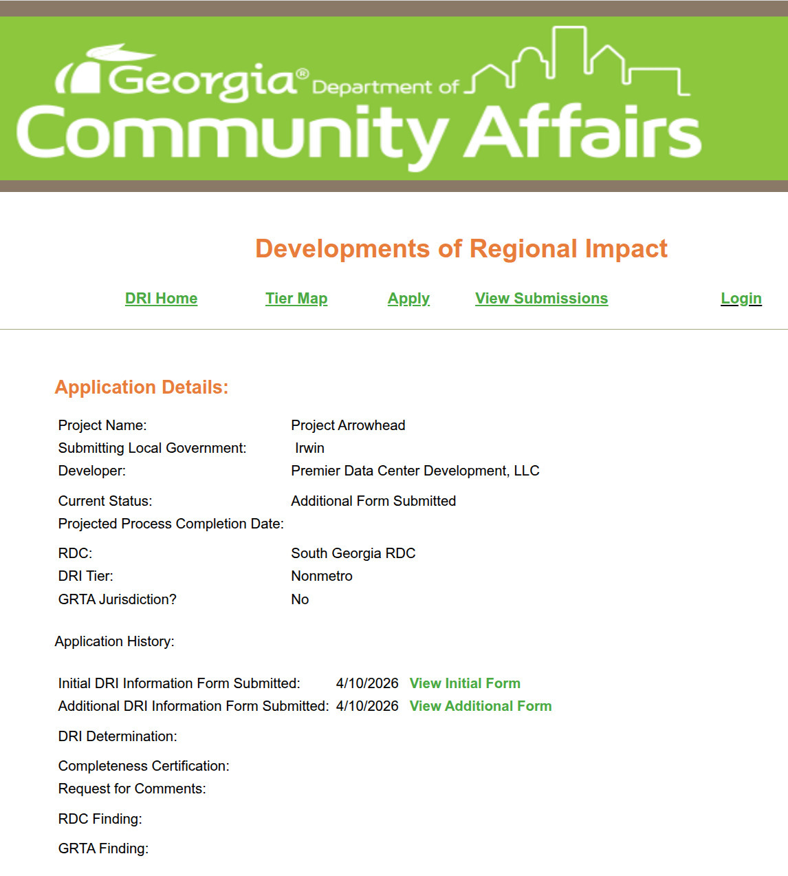 Application Details, 2026-04-10 --GA-DCA