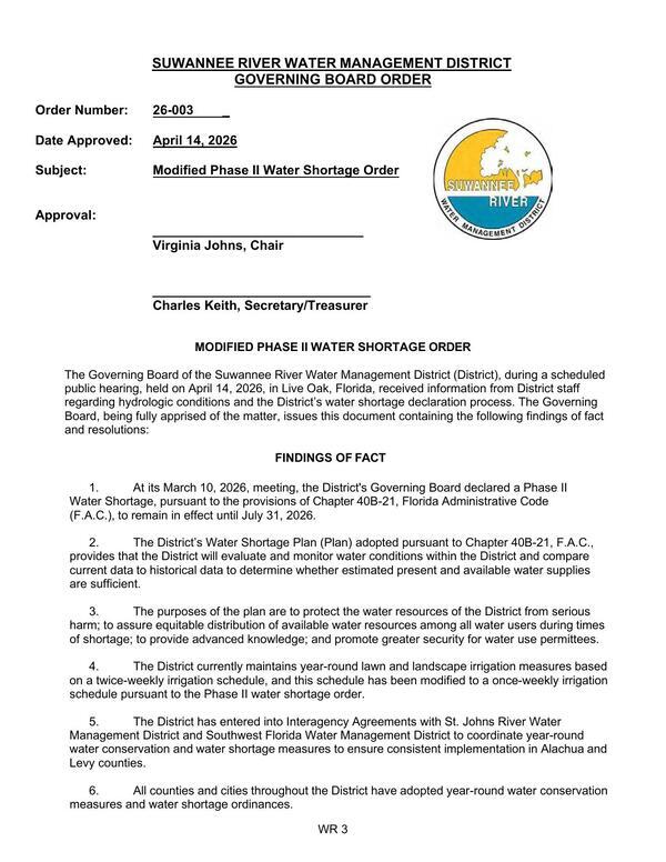 [MODIFIED PHASE II WATER SHORTAGE ORDER]