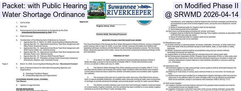 Packet: with Public Hearing on Modified Phase II Water Shortage Ordinance @ SRWMD 2026-04-14