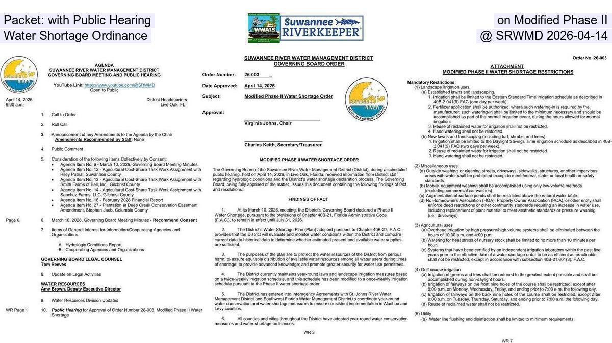 Packet: with Public Hearing on Modified Phase II Water Shortage Ordinance @ SRWMD 2026-04-14