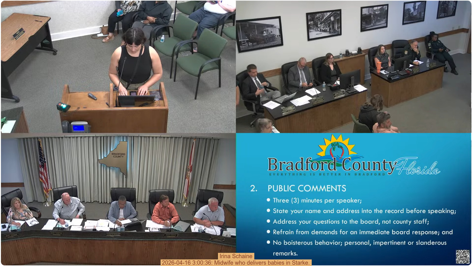 Irina Schaine, 2026-04-16 3:00:36: Midwife who delivers babies in Starke.