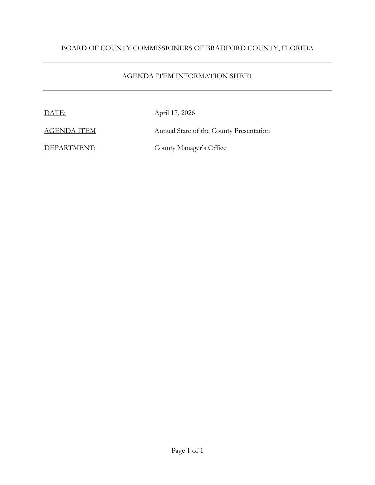 Annual State of the County Presentation, 2026-04-16 --Bradford County, FL, BOCC