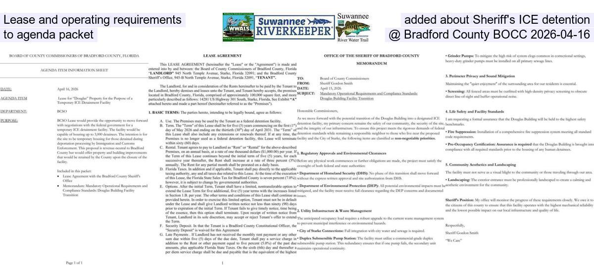 [Lease and operating requirements added about Sheriff's ICE detention to agenda packet @ Bradford County BOCC 2026-04-16]