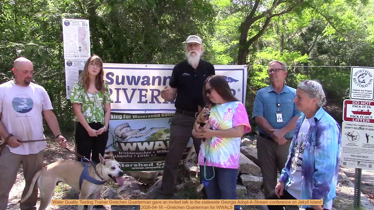 Movie: Water Quality Testing Trainer Gretchen Quarterman gave an invited talk to the statewide Georgia Adopt-A-Stream conference on Jekyll Island, 2026-04-16 --Gretchen Quarterman for WWALS
