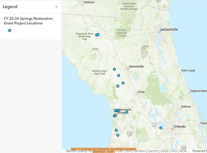[Map: FY 25-26 Springs Restoration Grant Project Locations 2026-06-24 --FDEP]