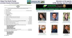 [Water First North Florida discusion on the agenda at Union County Commission, 6 PM, Monday, April 20, 2026]