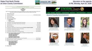 [Water First North Florida discusion on the agenda at Union County Commission, 6 PM, Monday, April 20, 2026]
