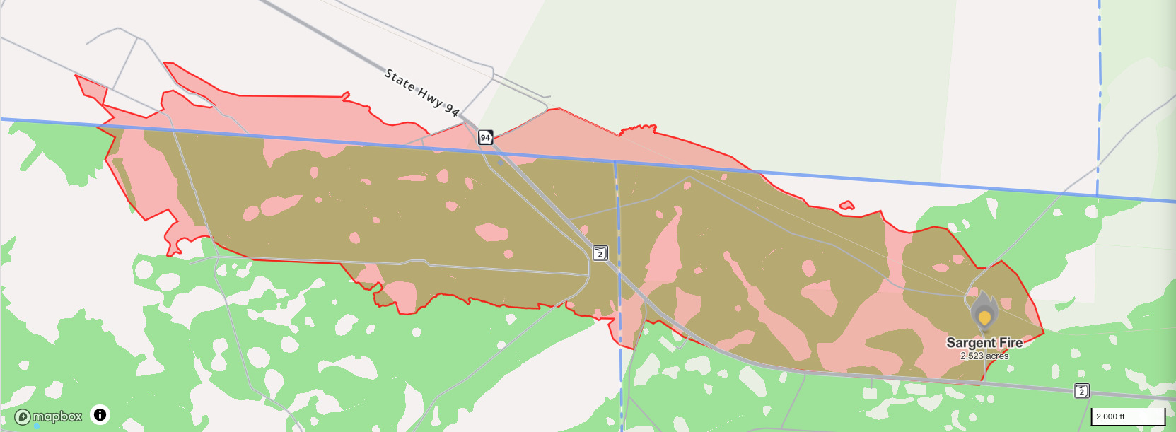 Map: Sargent Fire, 2026-04-20 --Watchduty