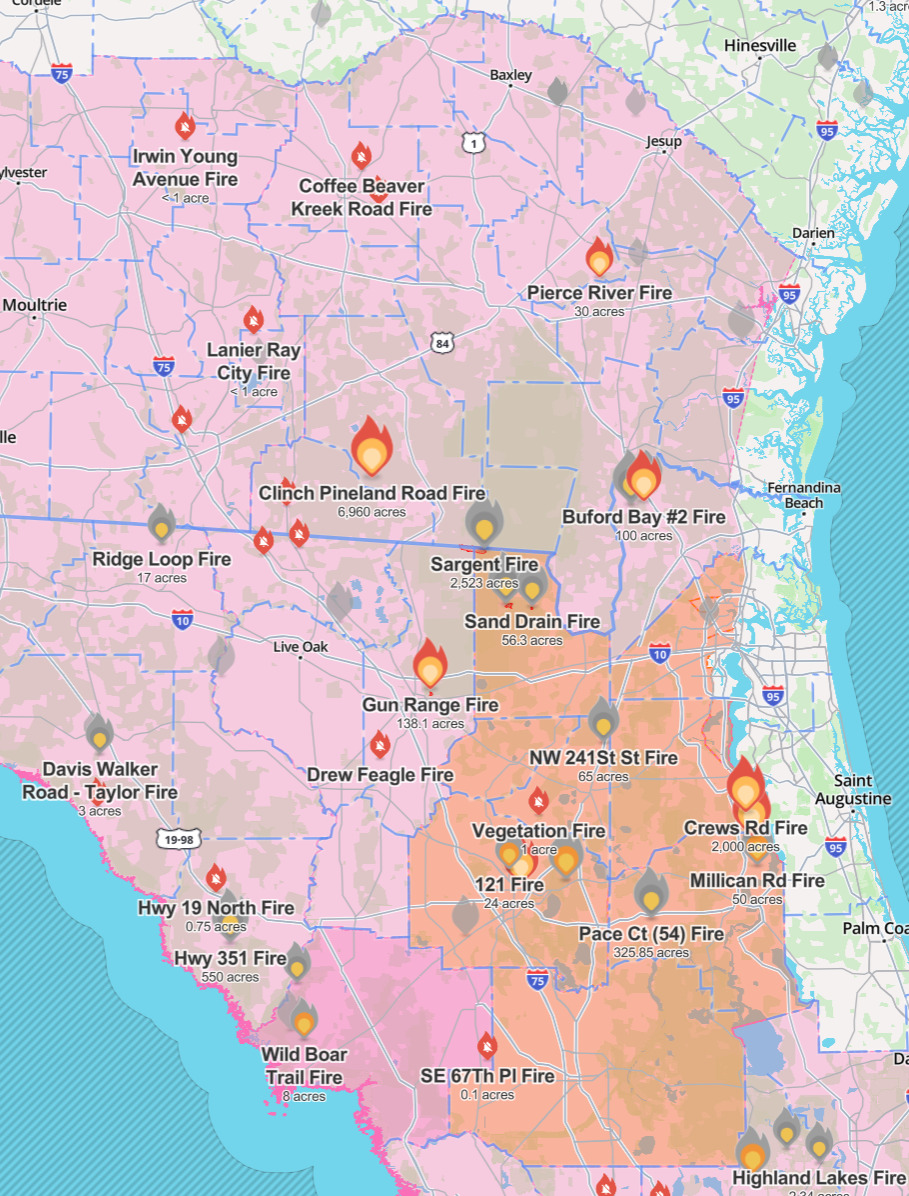 Map: Wildfires, 2026-04-20 --Watchduty
