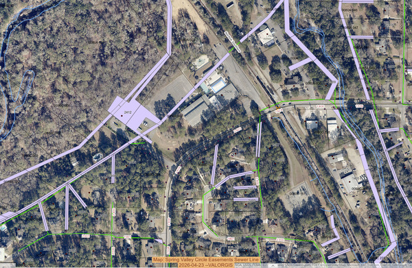 [Map: Spring Valley Circle Easements Sewer Line 2026-04-23 --VALORGIS]