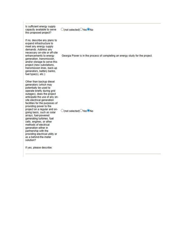 [Georgia Power is in the process of completing an energy study for the project.]