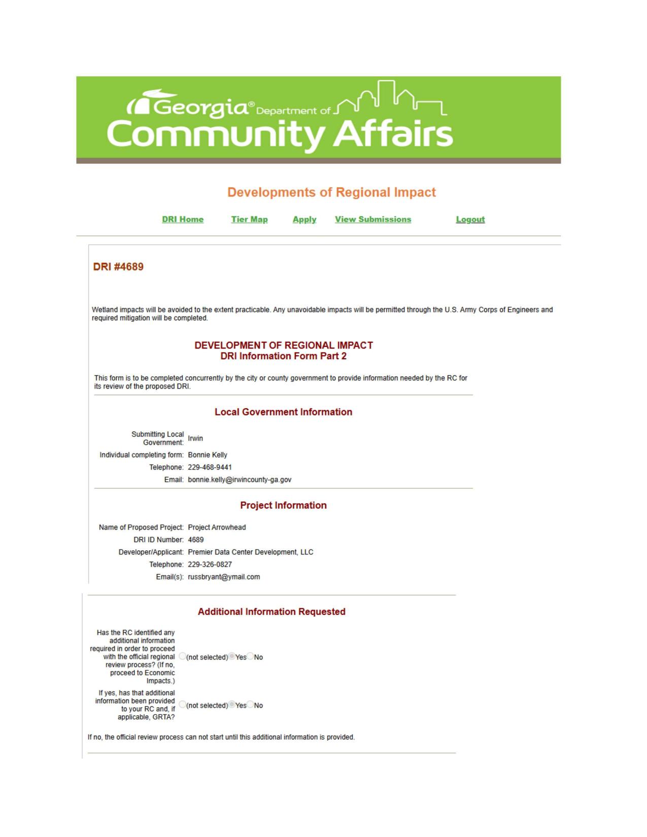 DRI Information Form Part 2