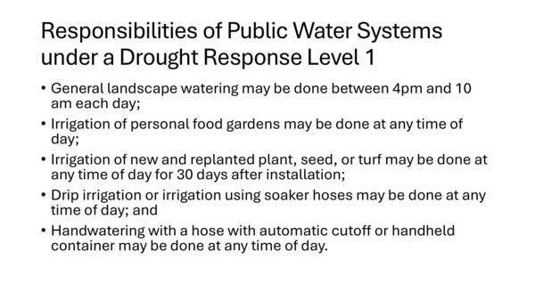 [Cont.: Responsibilities of Public Water Systems under a Drought Response Level 1]