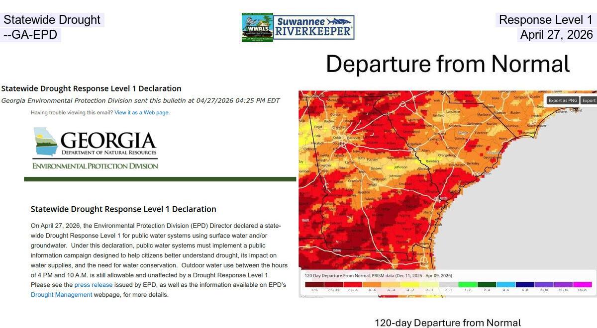 Statewide Drought Response Level 1 --GA-EPD, April 27, 2026