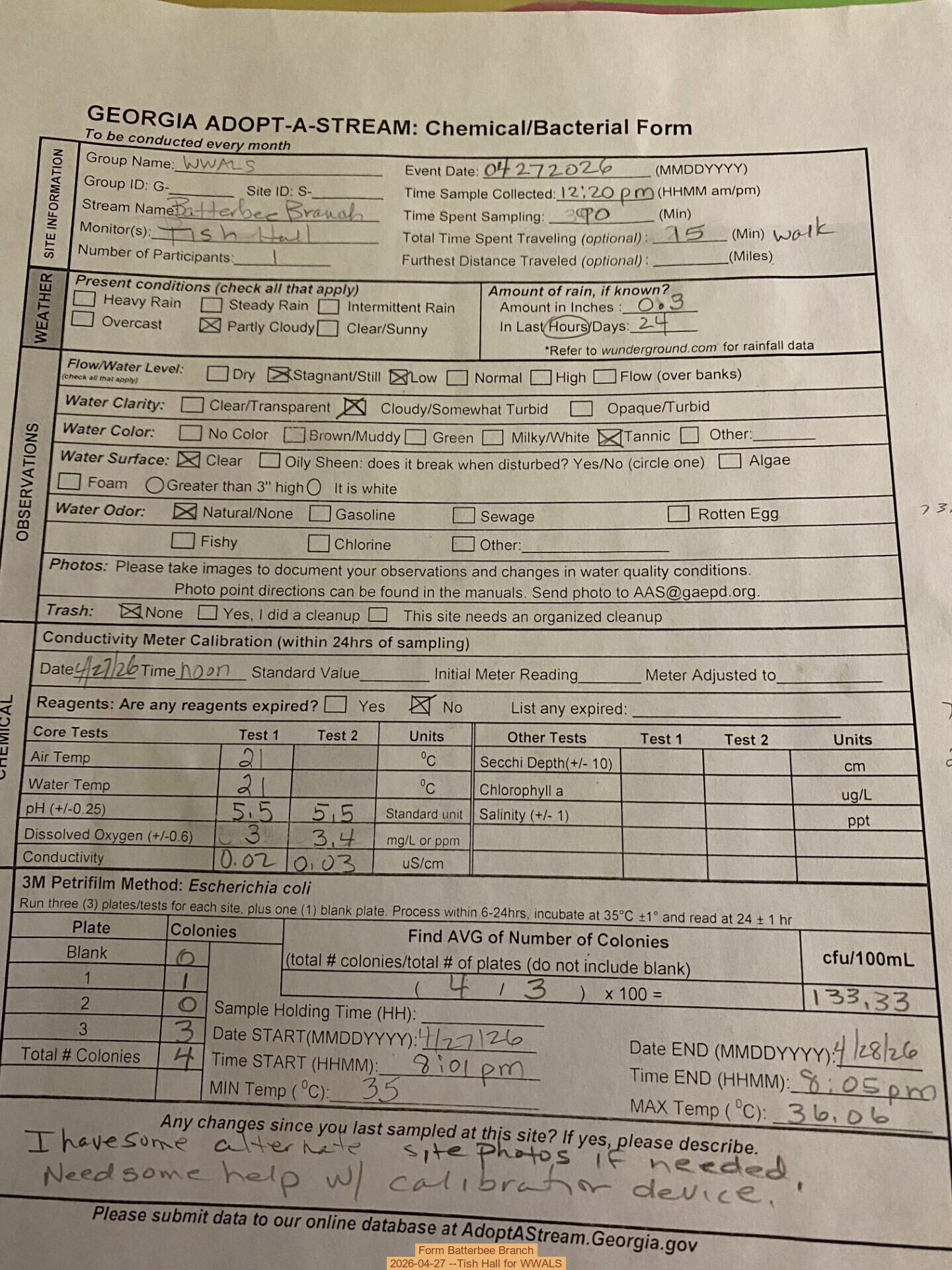 Form Batterbee Branch, 2026-04-27 --Tish Hall for WWALS