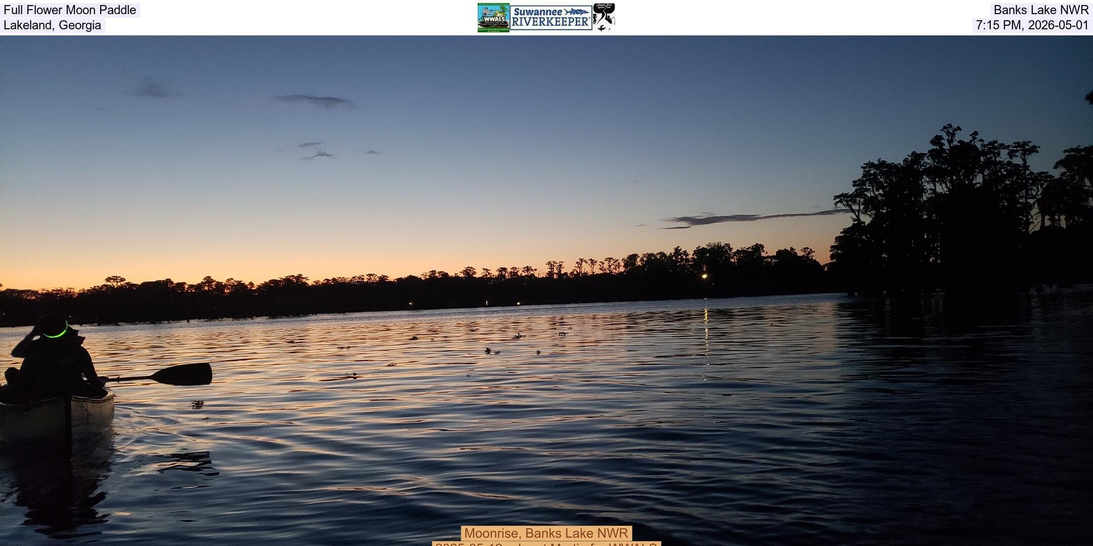 Full Flower Moon Paddle, Banks Lake NWR, Lakeland, Georgia, 7:15 PM, 2026-05-01