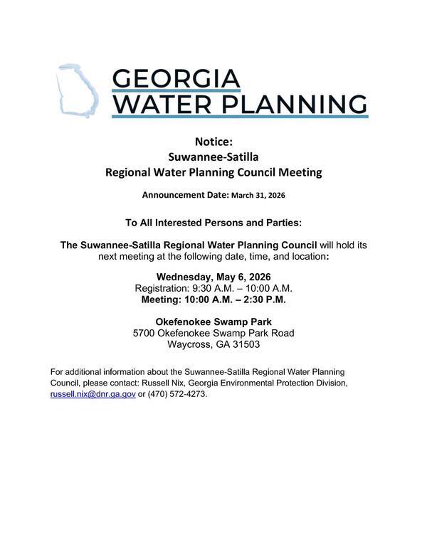 Council Meeting Public Notice, 2026-05-06 --Georgia Water Planning
