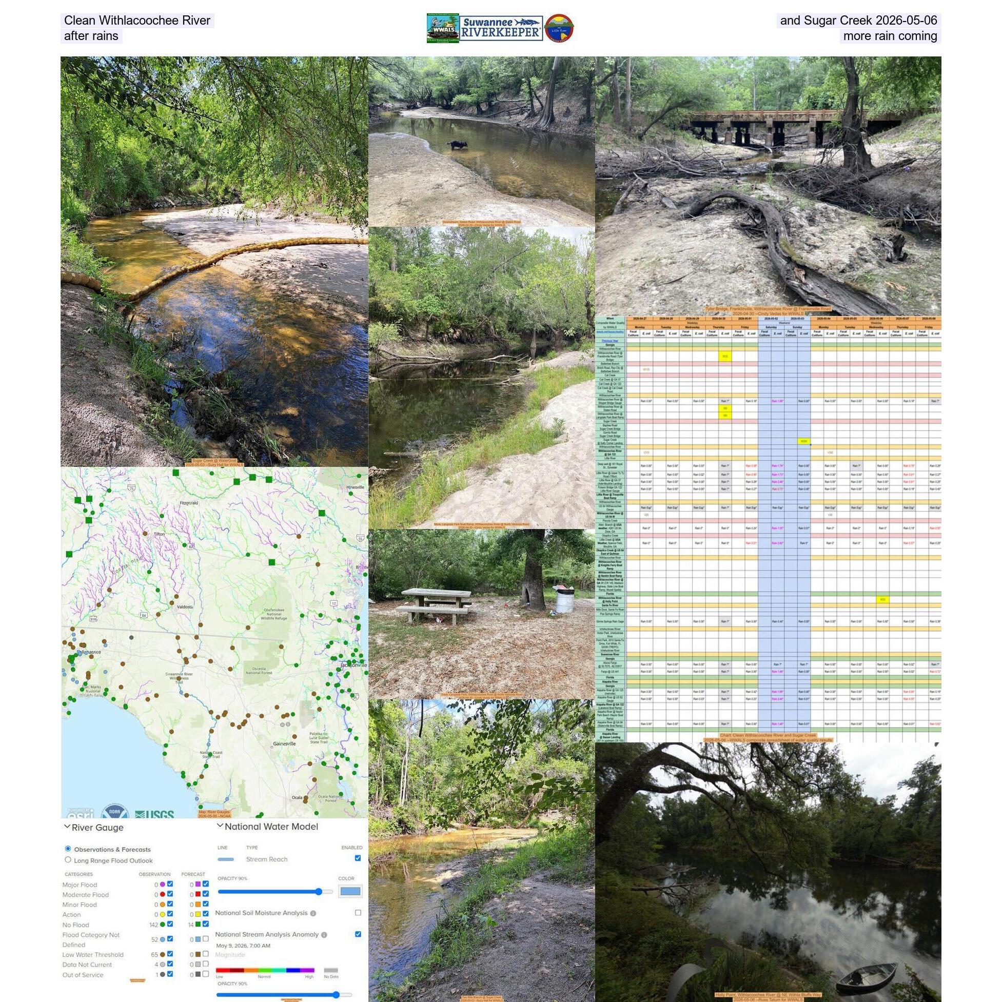 Clean Withlacoochee River and Sugar Creek 2026-05-06, after rains, more rain coming