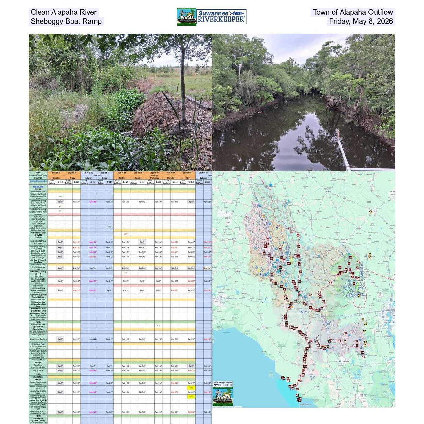 Clean Alapaha River, Town of Alapaha Outflow, Sheboggy Boat Ramp, Friday, May 8, 2026