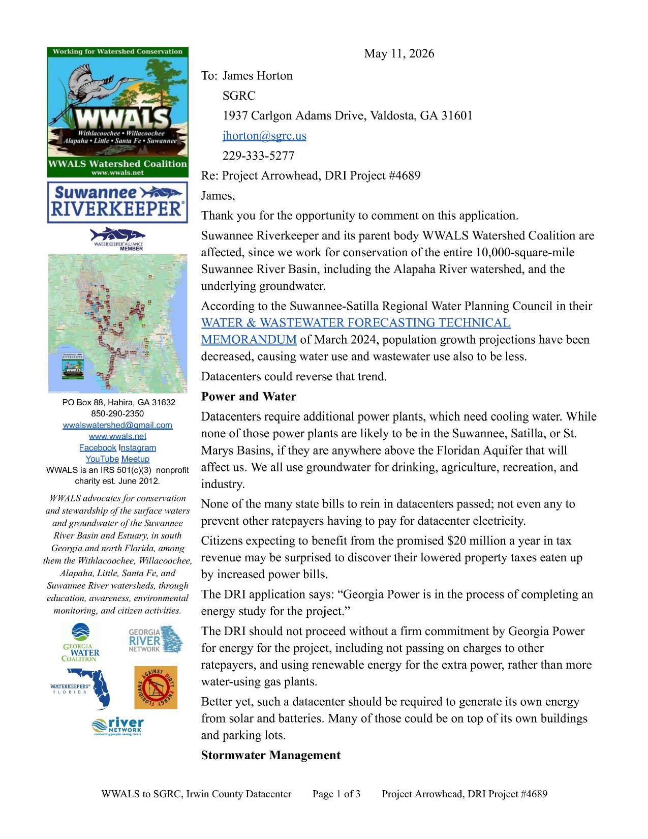 Power and Water, 2026-05-11 --WWALS to SGRC Irwin DRI
