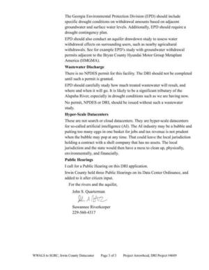 [Wastewater Discharge, Hyper-Scale Datacenters, and Public Hearing, 2026-05-11 --WWALS to SGRC Irwin DRI]
