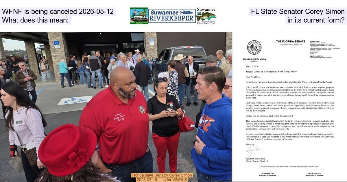 WFNF is being canceled 2026-05-12, FL State Senator Corey Simon; What does this mean: in its current form?