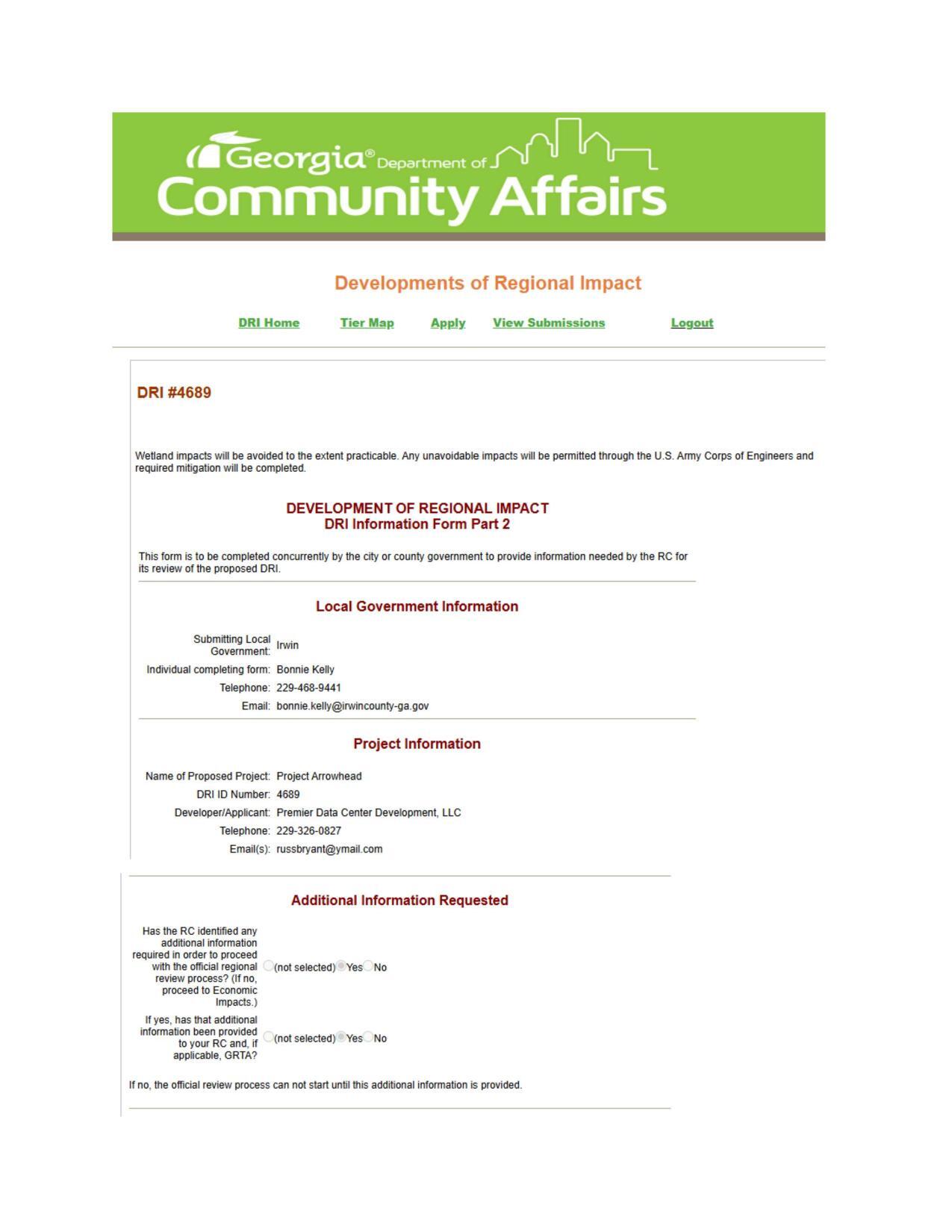 DRI Information Form Part 2