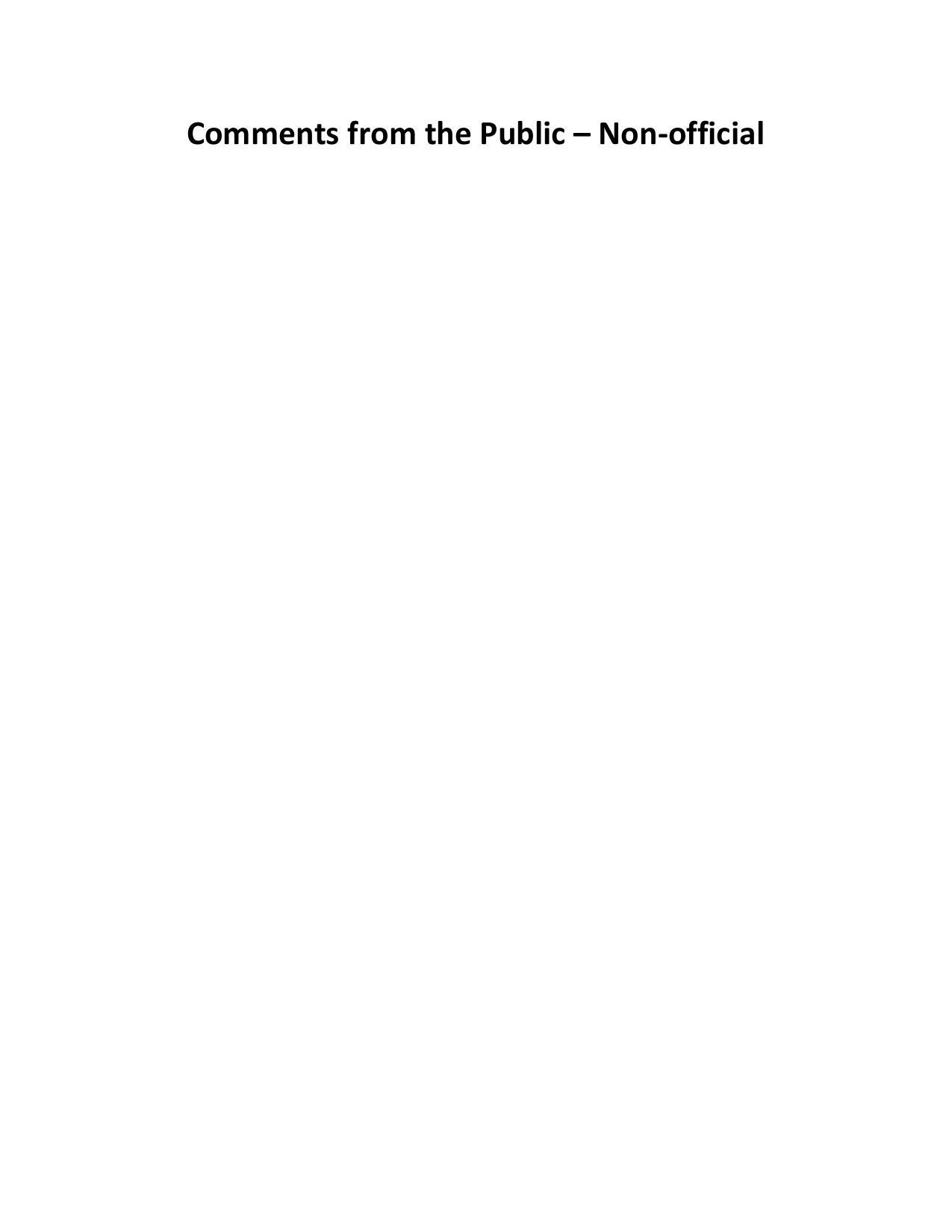 Comments from the Public – Non-official