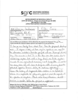 [Family farm 9 miles from site. accuracy of water use; farming ability; need time, information, and discussion --Ellen Corrie]