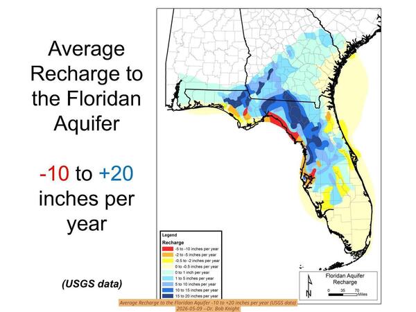 [Average Recharge to the Floridan Aquifer -10 to +20 inches per year (USGS data), 2026-05-09 --Dr. Bob Knight]