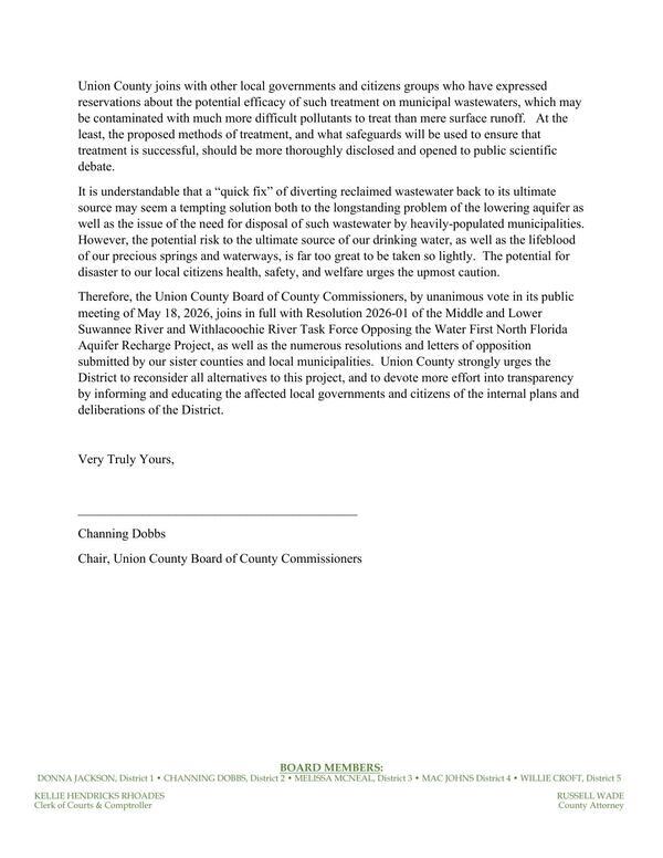 [5.18.26-Regular-Meeting-Packet-Web-0005 Union County strongly urges the District to reconsider all alternatives to this project..., 2026-05-18 --Union County BOCC]