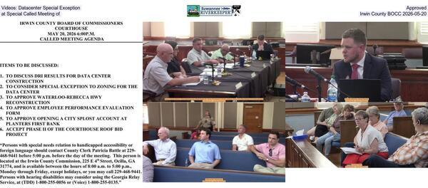 Videos: Datacenter Special Exception Approved at Special Called Meeting of Irwin County BOCC 2026-05-20