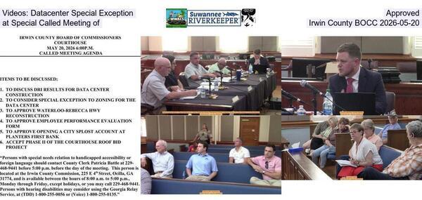 Videos: Datacenter Special Exception Approved at Special Called Meeting of Irwin County BOCC 2026-05-20