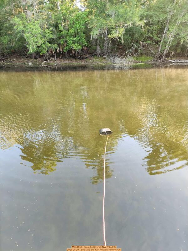 [Mills Dock, Santa Fe River @ NW 282nd Dr 2026-05-20 --Bob Mills and Kurt Hurzeler for WWALS]