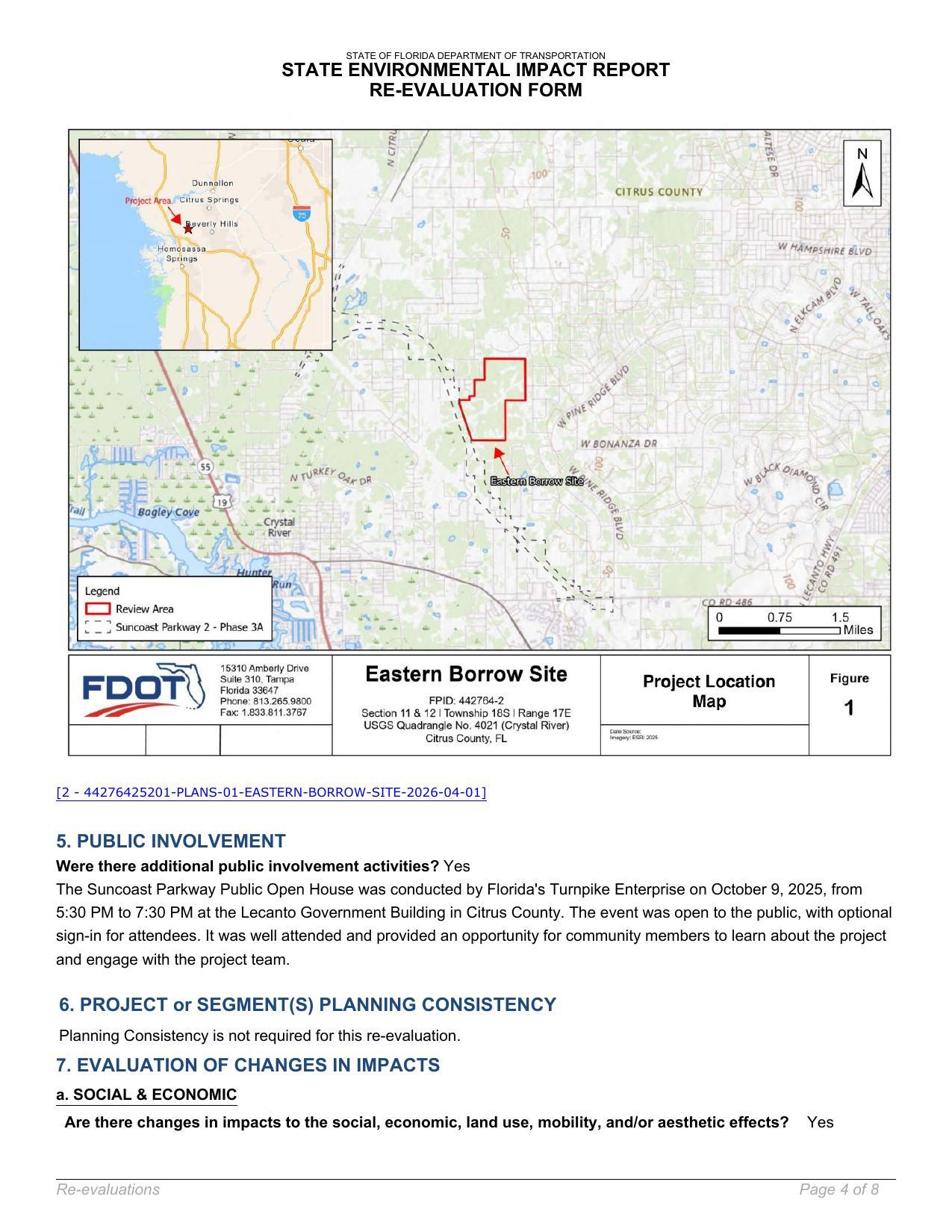 STATE ENVIRONMENTAL IMPACT REPORT RE-EVALUATION FORM, 2026-05-22 --FDOT