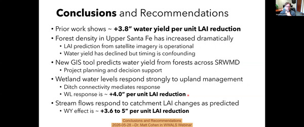 [Conclusions and Recommendations, 2026-05-28 --Dr. Matt Cohen in WWALS Webinar]