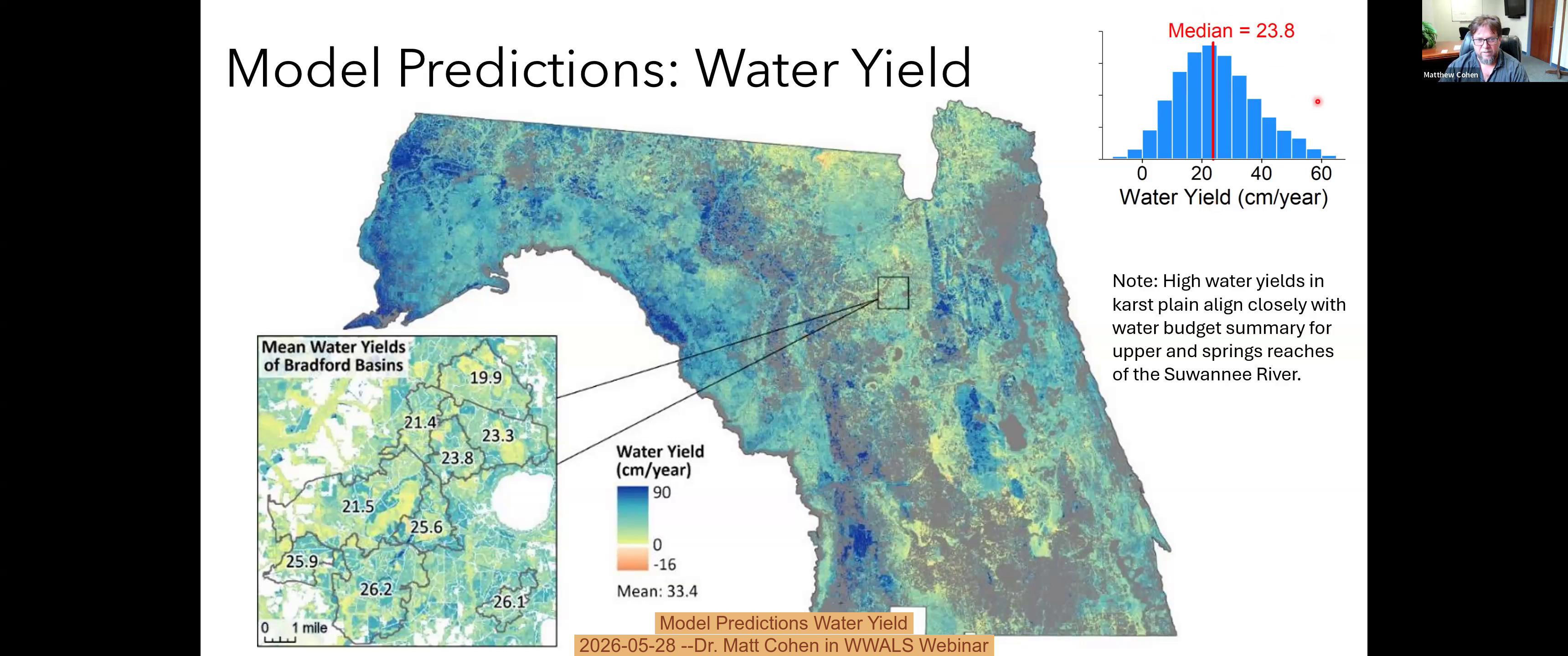 Model Predictions Water Yield, 2026-05-28 --Dr. Matt Cohen in WWALS Webinar