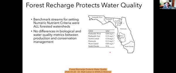 [Forest Recharge Protects Water Quality, 2026-05-28 --Dr. Matt Cohen in WWALS Webinar]