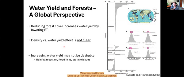 [Water Yield and Forests, 2026-05-28 --Dr. Matt Cohen in WWALS Webinar]