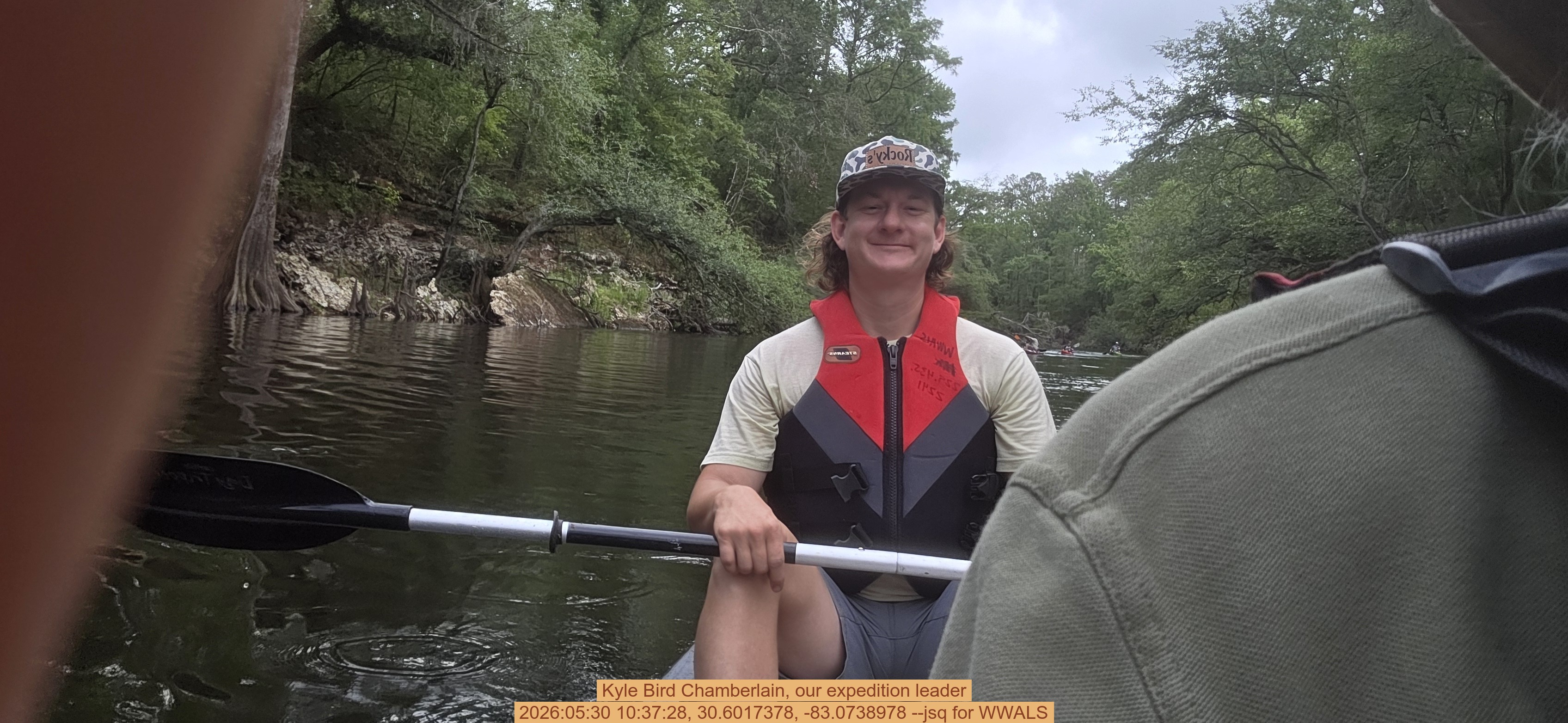 Kyle Bird Chamberlain, our expedition leader, 2026:05:30 10:37:28, 30.6017378, -83.0738978 --jsq for WWALS