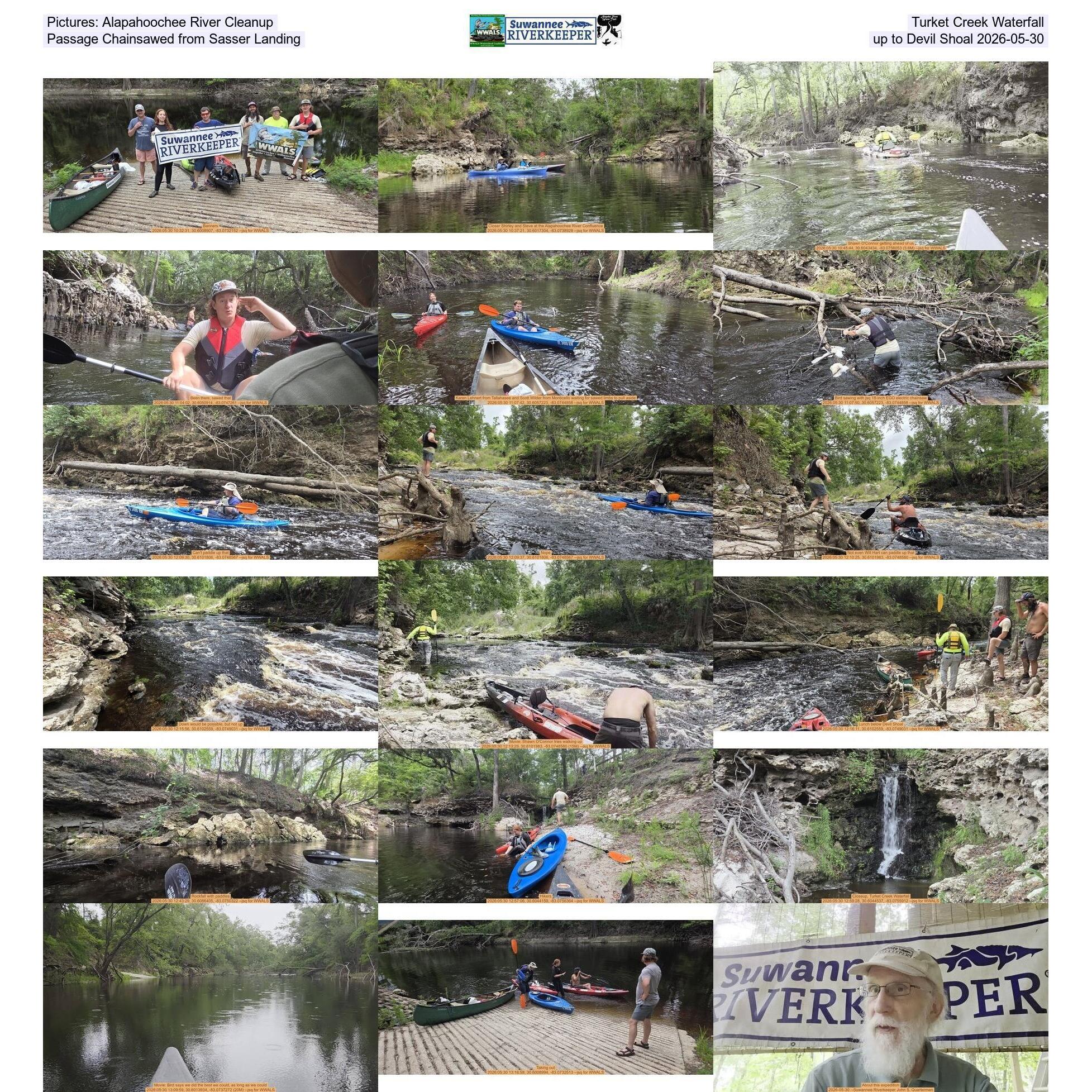 Pictures: Alapahoochee River Cleanup, Turket Creek Waterfall, Passage Chainsawed from Sasser Landing up to Devil Shoal 2026-05-30