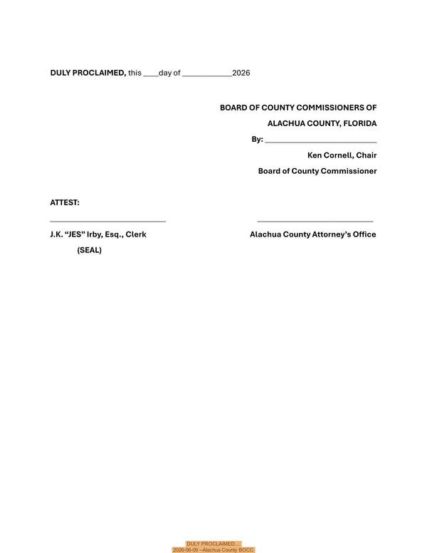 [DULY PROCLAIMED.... 2026-06-09 --Alachua County BOCC]