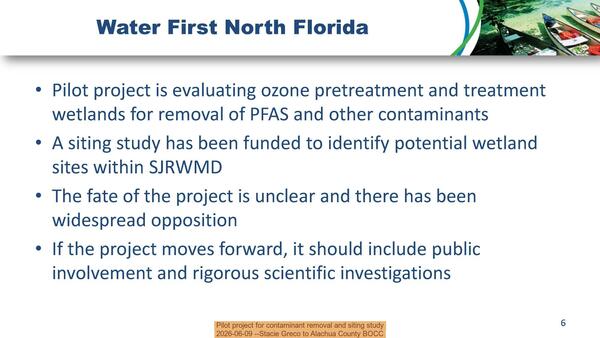 [Pilot project for contaminant removal and siting study, 2026-06-09 --Stacie Greco to Alachua County BOCC]