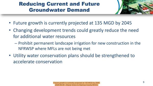 [Future growth is currently projected at 135 MGD by 2045, 2026-06-09 --Stacie Greco to Alachua County BOCC]