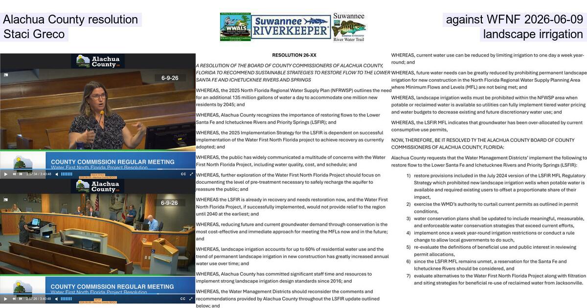 [Alachua County resolution against WFNF 2026-06-09, Stacie Greco, landscape irrigation]