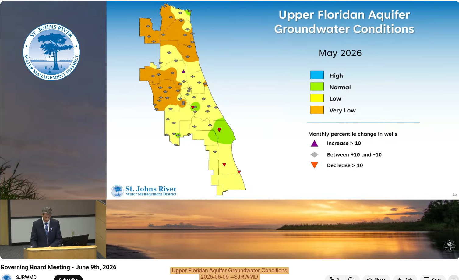 Upper Floridan Aquifer Groundwater Conditions, 2026-06-09 --SJRWMD