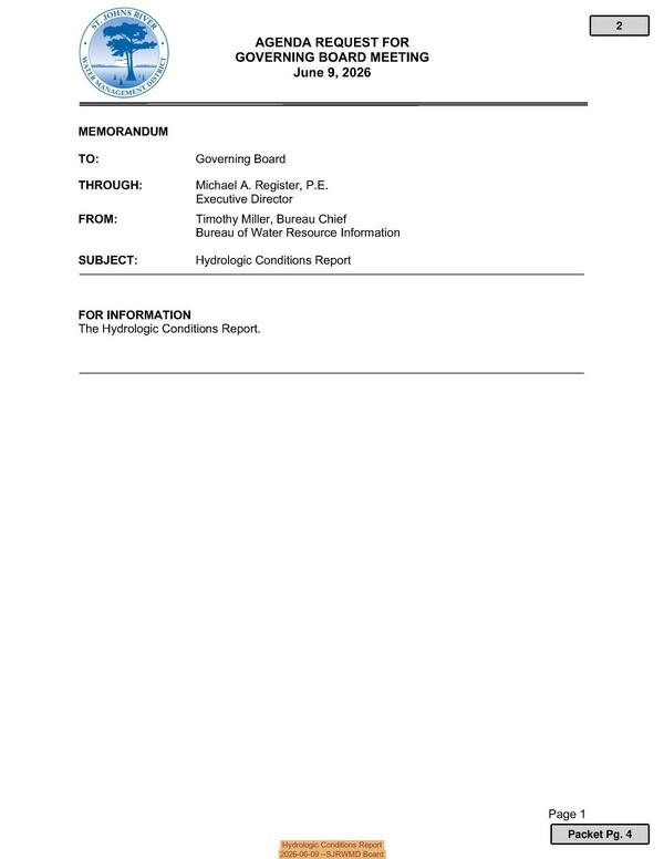 [Hydrologic Conditions Report, 2026-06-09 --SJRWMD Board]