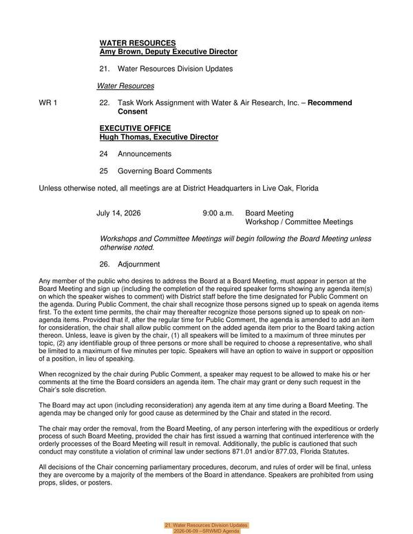 [21. Water Resources Division Updates, 2026-06-09 --SRWMD Agenda]